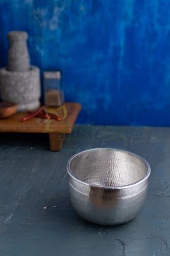 Zishta Zishta Traditional Handmade Eeya Chombu Kinnam Shape Medium Tin Vessel RasamSoppu Vessel Special Handcrafted Silver Dia 135cm Cap 0708L H 9cm 055 Kg - Image 4