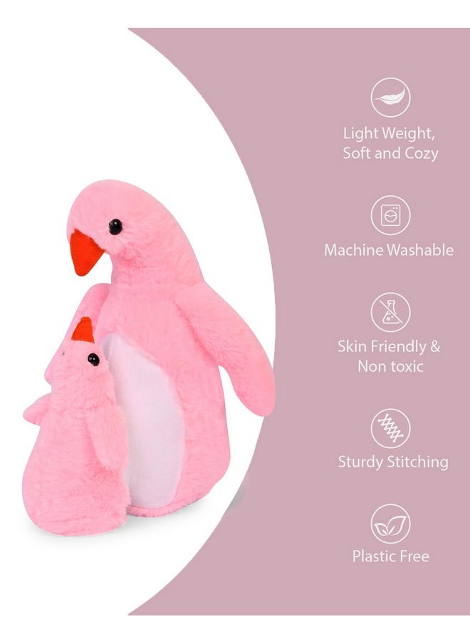 Besties BESTIES Animal Stuffed Mom & Baby Penguin Plush Soft Toy for Girls Boys Kids (Pink)  - Image 3
