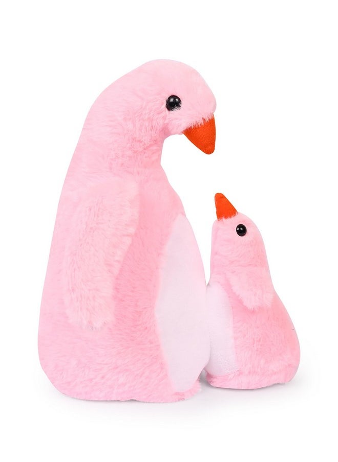 Besties BESTIES Animal Stuffed Mom & Baby Penguin Plush Soft Toy for Girls Boys Kids (Pink)  - Image 1