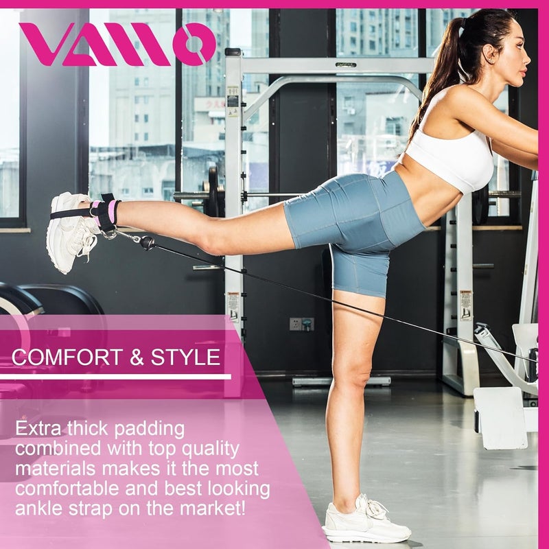 VAIIO Ankle Straps for Cable Machines,Adjustable Comfort fit Neoprene, Reinforce Double D-Ring - Premium Ankle Cuffs to Improve Abdominal Muscles, Lift The Butts, Tone The Legs for Men & Women - Image 2