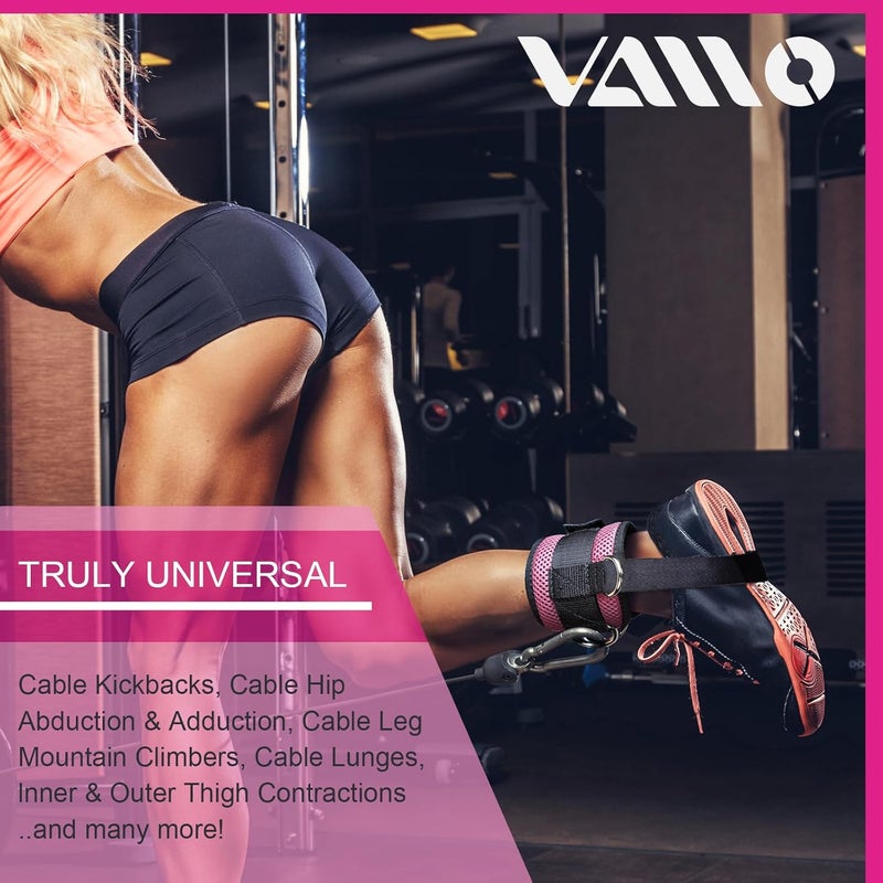 VAIIO Ankle Straps for Cable Machines,Adjustable Comfort fit Neoprene, Reinforce Double D-Ring - Premium Ankle Cuffs to Improve Abdominal Muscles, Lift The Butts, Tone The Legs for Men & Women - Image 3