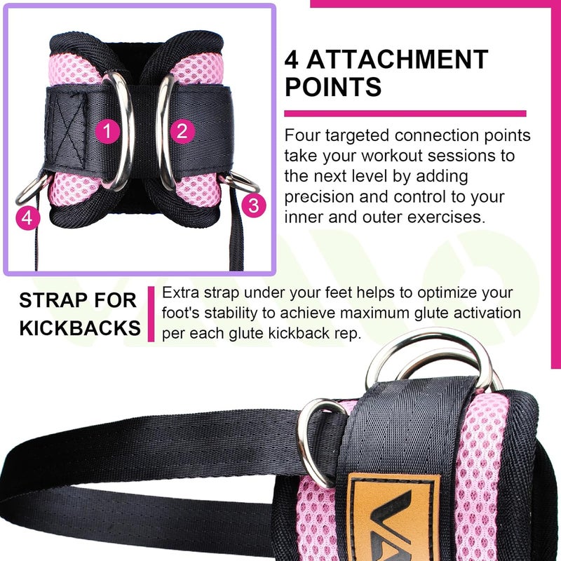 VAIIO Ankle Straps for Cable Machines,Adjustable Comfort fit Neoprene, Reinforce Double D-Ring - Premium Ankle Cuffs to Improve Abdominal Muscles, Lift The Butts, Tone The Legs for Men & Women - Image 4