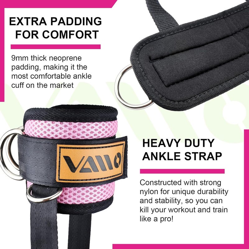 VAIIO Ankle Straps for Cable Machines,Adjustable Comfort fit Neoprene, Reinforce Double D-Ring - Premium Ankle Cuffs to Improve Abdominal Muscles, Lift The Butts, Tone The Legs for Men & Women - Image 5