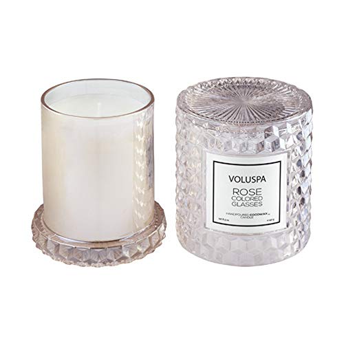 Voluspa Rose Colored Glasses, Cloche Textured Glass Candle, 8.5 Ounce, 55 Hour Burn Time, Coconut Wax for Clean Burning, Handcrafted in The USA - Image 3