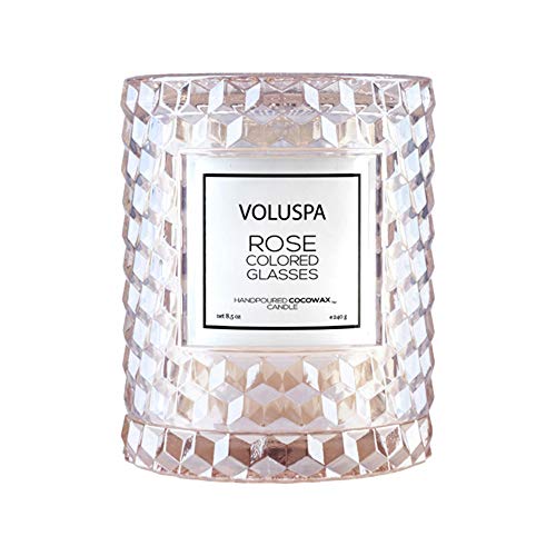 Voluspa Rose Colored Glasses, Cloche Textured Glass Candle, 8.5 Ounce, 55 Hour Burn Time, Coconut Wax for Clean Burning, Handcrafted in The USA - Image 2