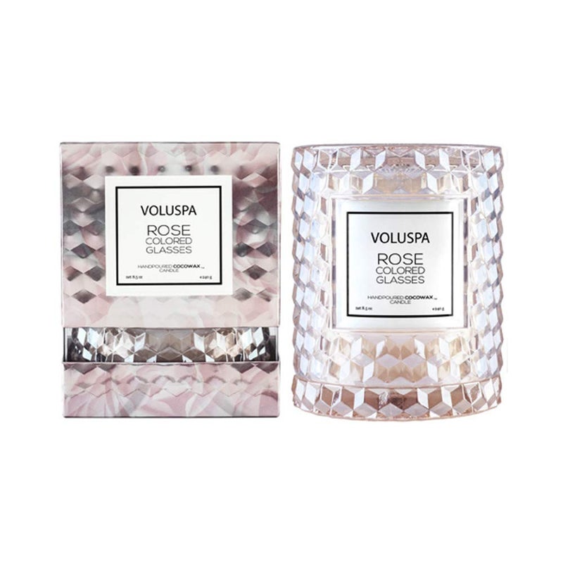 Voluspa Rose Colored Glasses, Cloche Textured Glass Candle, 8.5 Ounce, 55 Hour Burn Time, Coconut Wax for Clean Burning, Handcrafted in The USA - Image 4