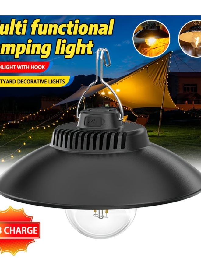 1pc USB Rechargeable Outdoor Pendant Light Matte Black Portable Camping Emergency - Image 2