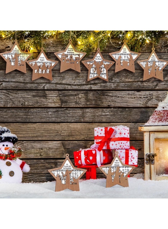 Shellwei 24 Pcs Christmas Nativity Story Wooden Ornaments Set Bulk Christian Music Sheet Nativity Ornament Nativity Scene Hanging Ornaments Xmas Tree Ornaments Religious Gift for Family (Fresh) - Image 3