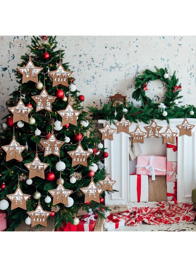 Shellwei 24 Pcs Christmas Nativity Story Wooden Ornaments Set Bulk Christian Music Sheet Nativity Ornament Nativity Scene Hanging Ornaments Xmas Tree Ornaments Religious Gift for Family (Fresh) - Image 5
