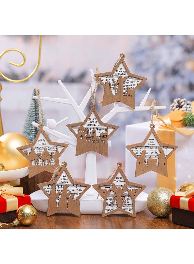 Shellwei 24 Pcs Christmas Nativity Story Wooden Ornaments Set Bulk Christian Music Sheet Nativity Ornament Nativity Scene Hanging Ornaments Xmas Tree Ornaments Religious Gift for Family (Fresh) - Image 4