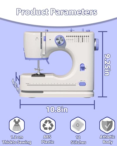 Stoigeld Sewing Machine for Beginners with 20Pcs Fabric & 32Pcs Sewing Threads Kit,Portable Sewing Machine with 12 Built-in Stitches & 2 Speed(High-Low Speeds)-SM-725 - Image 3