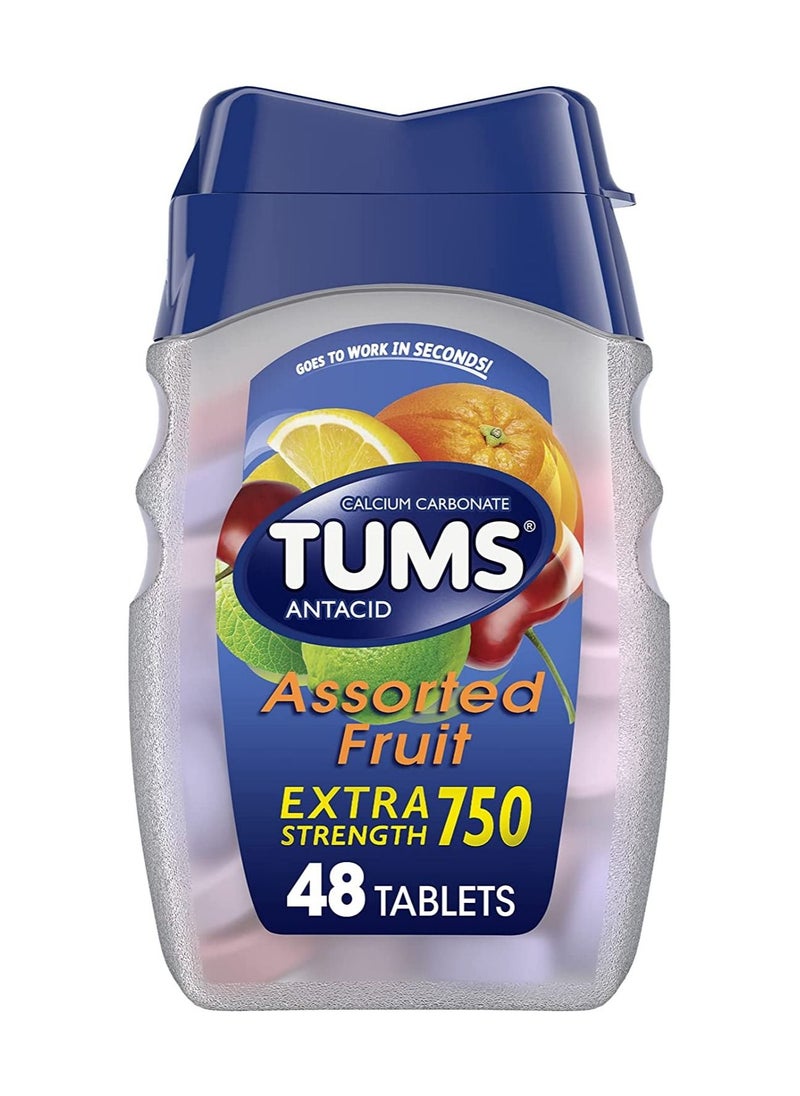 TUMS Smoothies Assorted Fruit Extra Strength 750mg 48 Chewable Tablets  - Image 1