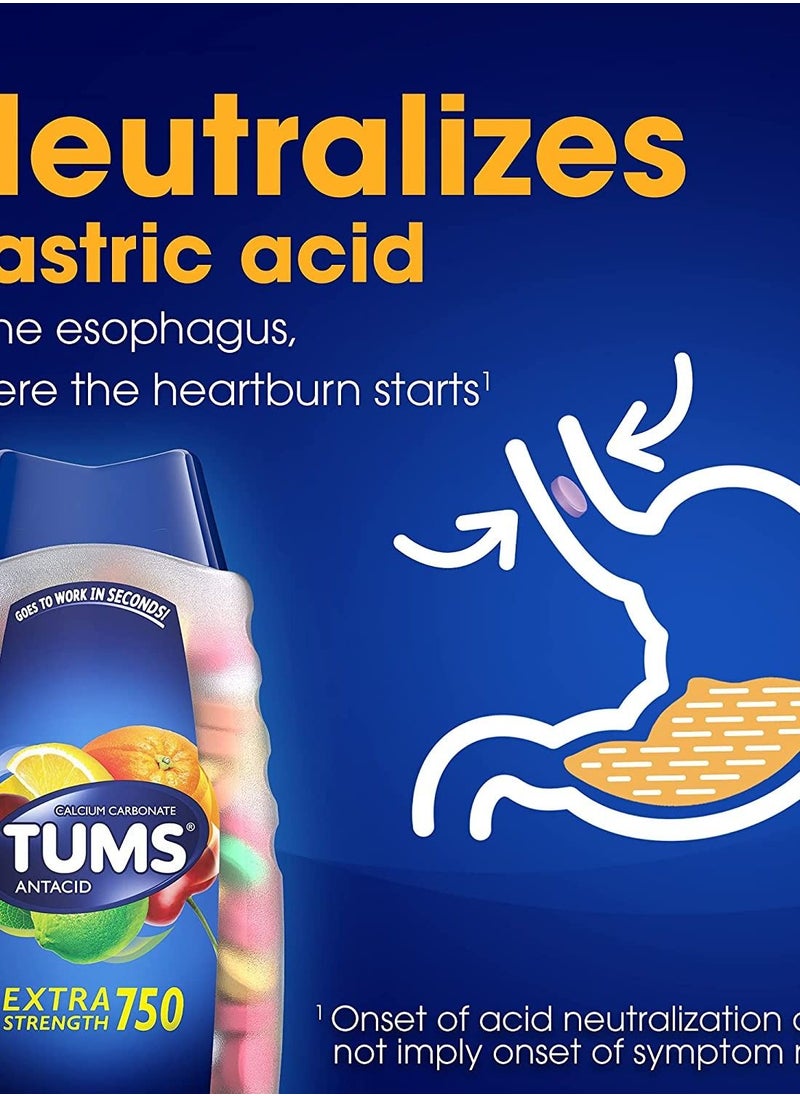 TUMS Smoothies Assorted Fruit Extra Strength 750mg 48 Chewable Tablets  - Image 3