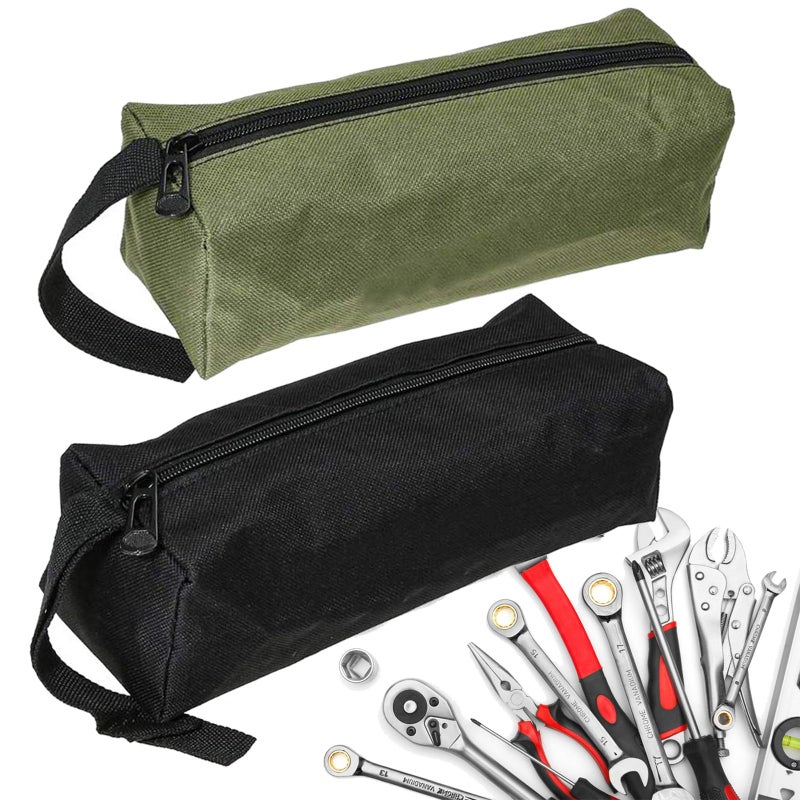 Haikole Tool Pouch Bag 2 Pcs Canvas Tool Pouch,Multi-Purpose Tool Bags, Multi-Purpose Small Zipper Tool Pouchs,Screwdriver Tool Bag Set for Organizer Storage Various Electrician Tools (2Color 2Pcs) - Image 1