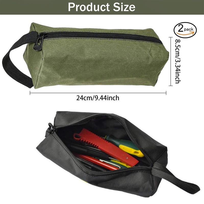 Haikole Tool Pouch Bag 2 Pcs Canvas Tool Pouch,Multi-Purpose Tool Bags, Multi-Purpose Small Zipper Tool Pouchs,Screwdriver Tool Bag Set for Organizer Storage Various Electrician Tools (2Color 2Pcs) - Image 2