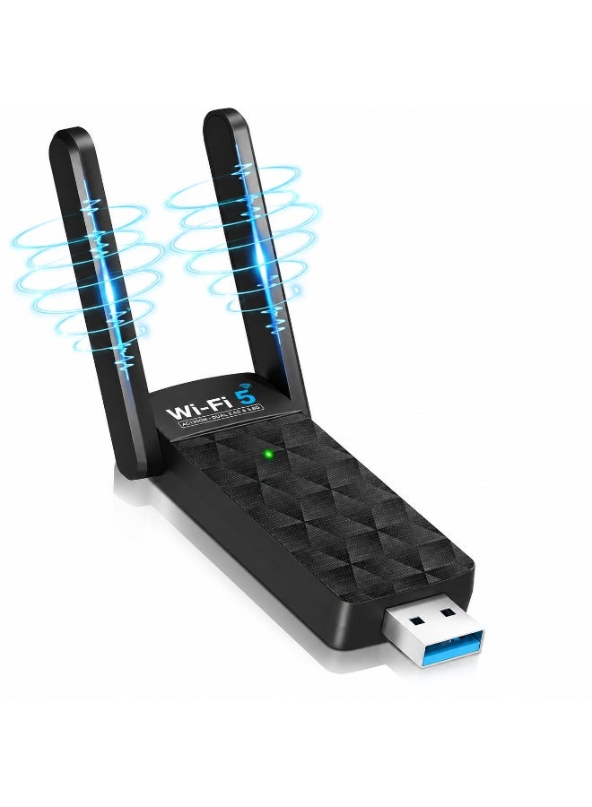 الحياة الإبداعية كرييتف لايف محول واي فاي 5 USB AC1300 ثنائي النطاق 2.4 جيجاهرتز 300 ميجابت/ث و5.8 جيجاهرتز 867 ميجابت/ث، USB 3.0، هوائي مزدوج 3dBi، RTL8812BU، لويندوز وماك، - Image 1