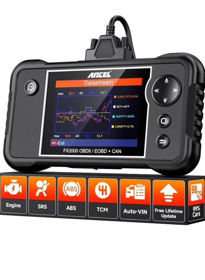 Ancel OBD2 Scanner Diagnostic Tool, ABS SRS Transmission Airbag Car Scanner, Check Engine Car Code Reader, Automotive Diagnostic Scanner - Image 1