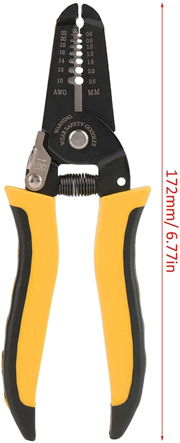 DOTCOM 8-Inch Self-Adjusting Automatic Cable Cutter Crimper, 5 in 1 Multipurpose Tool Wire Stripping Cutting Pliers, 10-24 AWG (0.2~6.0mm²) (Yellow) (WT-20) - Image 5