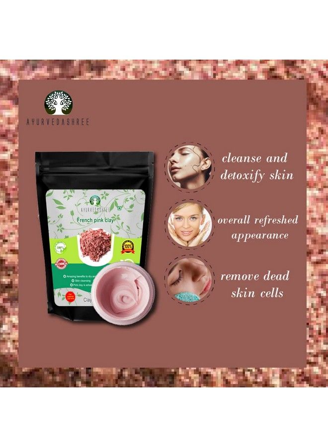 AYURVEDASHREE بودرة الطين الوردي الفرنسية آيوريداشري 200 جرام | طين مونتموريلونيت الوردي (طين الورد الفرنسي) | طين مرطب لطيف مناسب للبشرة الحساسة والناضجة والمعرضة لحب الشباب | قناع وجه | 100% بودرة طبيعية - Image 3