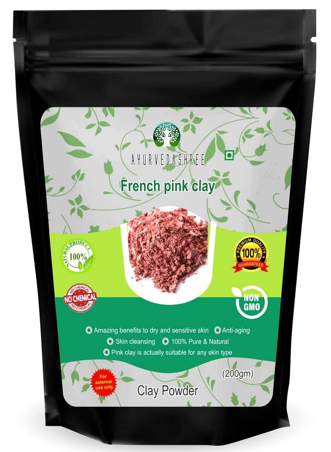 AYURVEDASHREE بودرة الطين الوردي الفرنسية آيوريداشري 200 جرام | طين مونتموريلونيت الوردي (طين الورد الفرنسي) | طين مرطب لطيف مناسب للبشرة الحساسة والناضجة والمعرضة لحب الشباب | قناع وجه | 100% بودرة طبيعية - Image 2