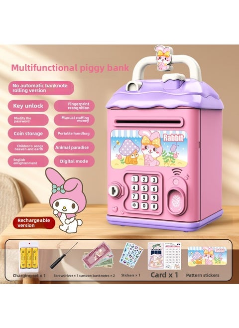 Can't Get In And Out Of The Year Piggy Bank Only Boys Password Box Kulomi Savings Girls Children Can Access-Color:Pink Bunny☀Password Key Unlock Without Automatic Banknote Rolling☀Rechargeable Version