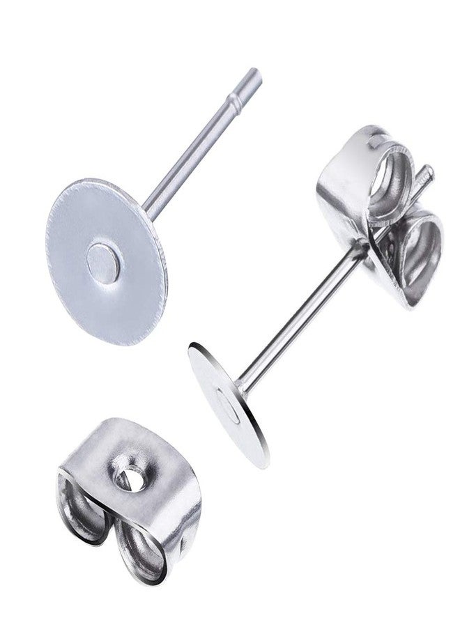 Waybas 600 PCS 5MM Hypoallergenic Stainless Steel Earrings Posts Flat Pad Blank Earring Pin Studs with Butterfly Earring Backs and Silicone Bullet Earring Backs for Jewelry Making Findings - Image 3