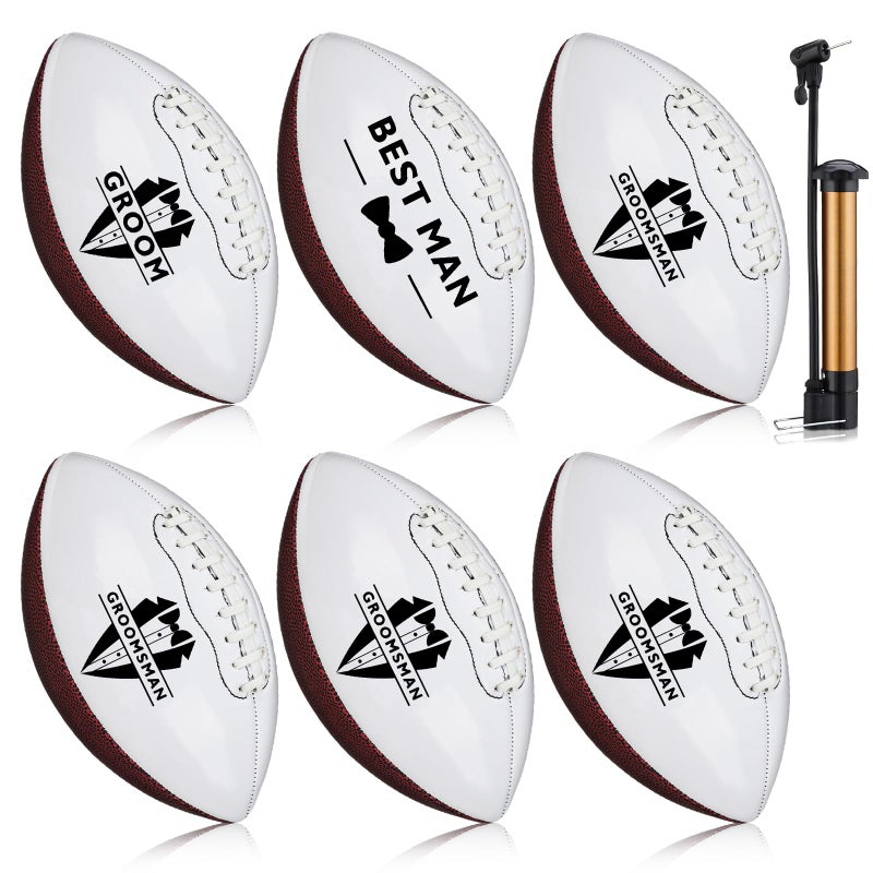 Hollowfly Wedding Proposal Gifts Football Bulk Will You Be My Groomsman Flower Girl Bridesmaid Ring Bearer Proposal Keepsakes Football Gifts(6 Pack Stylish Style) - Image 1