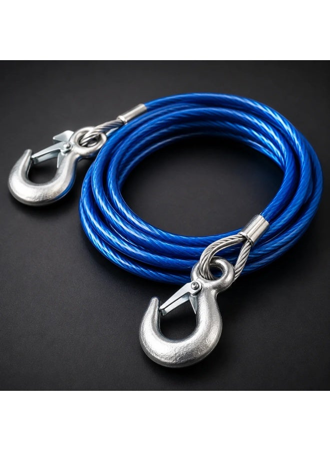 Heavy-Duty Steel Wire Car Towing Rope – 4M, 10mm, 5-Ton Capacity - Image 1
