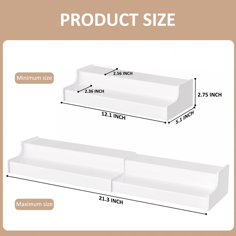 Sezanrpt Expandable Spice Rack Cabinet Organizer 2 Tier, White Kitchen Counter Display Shelf, Seasoning Organizer for Cabinet, Moisture Resistant - Image 2