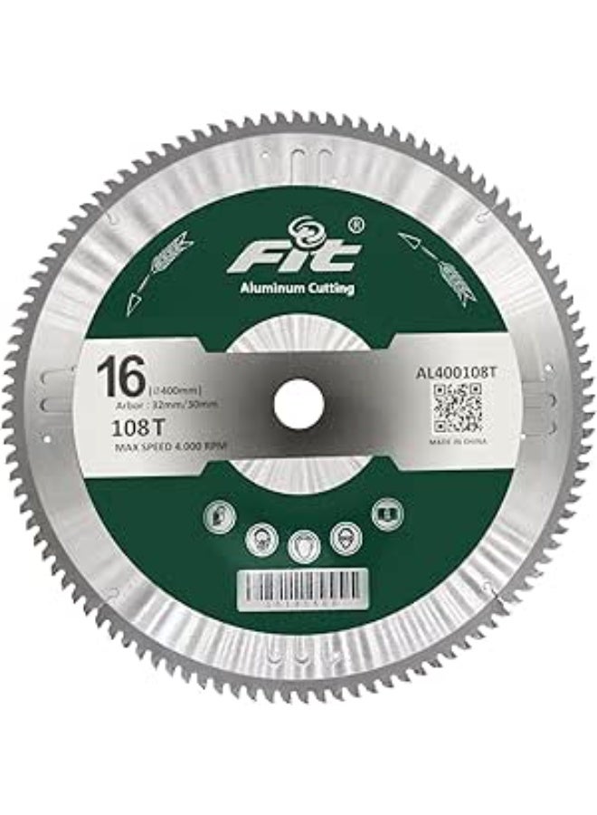 FIT 16″ Aluminum Saw Blade – 108T Carbide Cutting Blade | FIT HD Precision Circular Saw Accessory