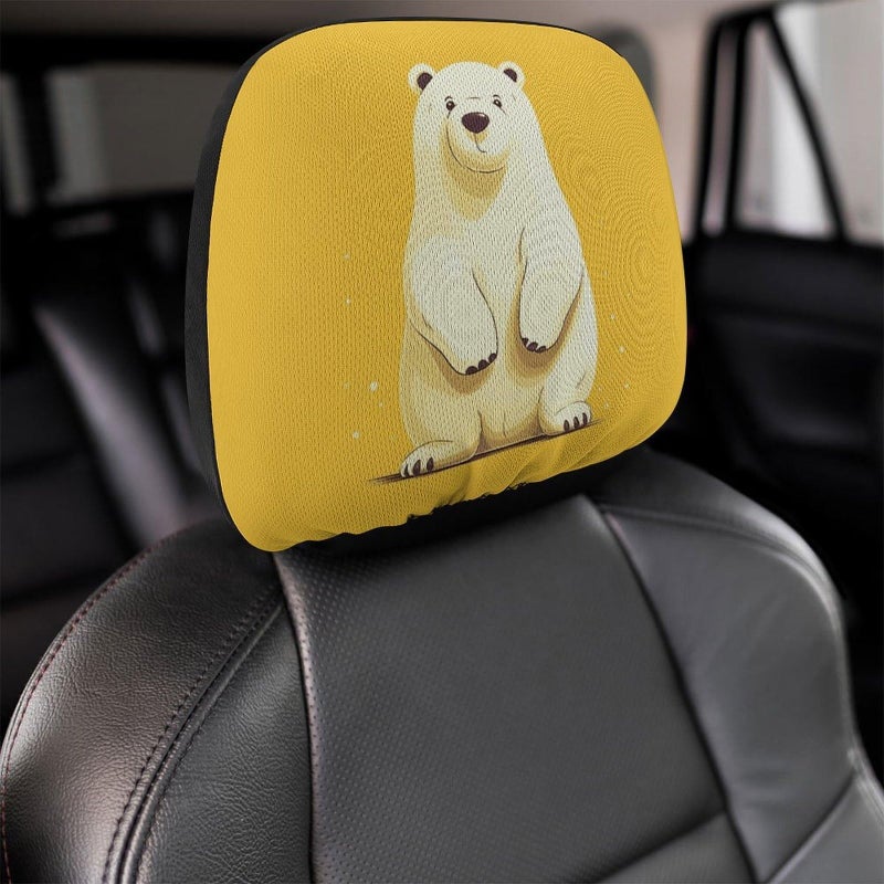 Universal Car Headrest Cover 1 PCS Cute Cartoon Polar Bear Soft Elastic Protector - Image 5