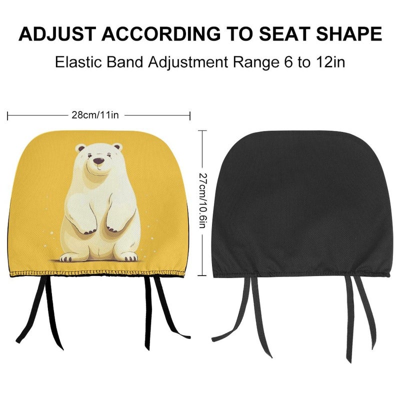 Universal Car Headrest Cover 1 PCS Cute Cartoon Polar Bear Soft Elastic Protector - Image 3