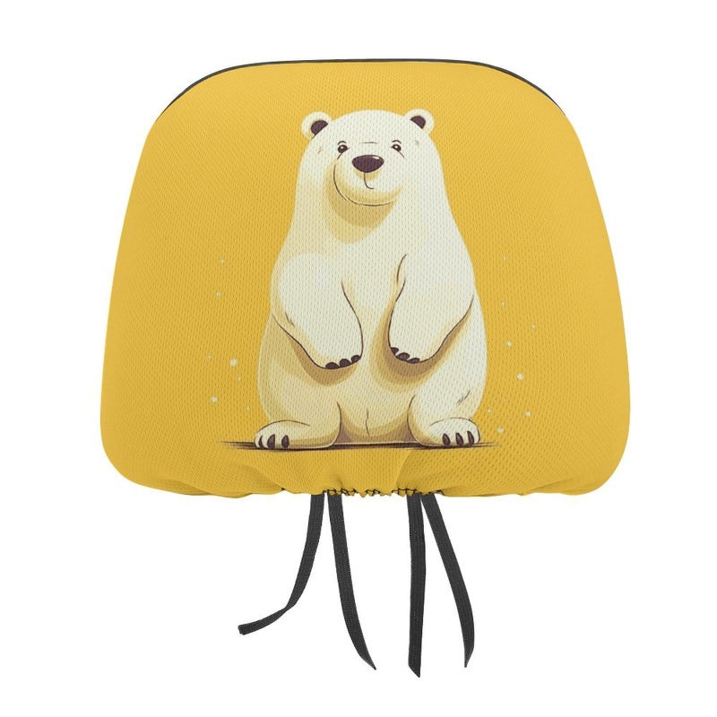 Universal Car Headrest Cover 1 PCS Cute Cartoon Polar Bear Soft Elastic Protector - Image 2