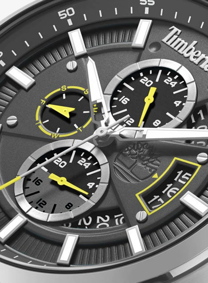Timberland Grey Men's Calahan Grey Dial Leather Strap Multifunction Watch for Men, 46mm for Men | Best Price UAE