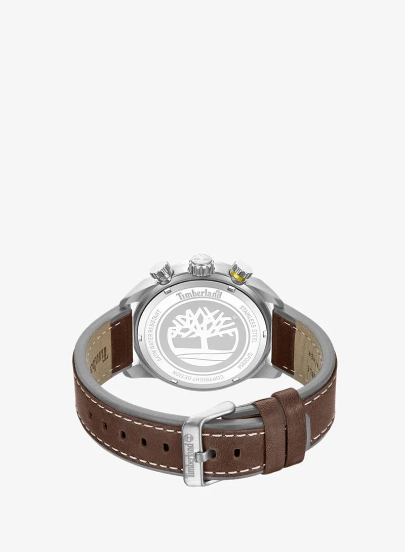 Timberland Grey Men's Calahan Grey Dial Leather Strap Multifunction Watch for Men, 46mm for Men | Best Price UAE