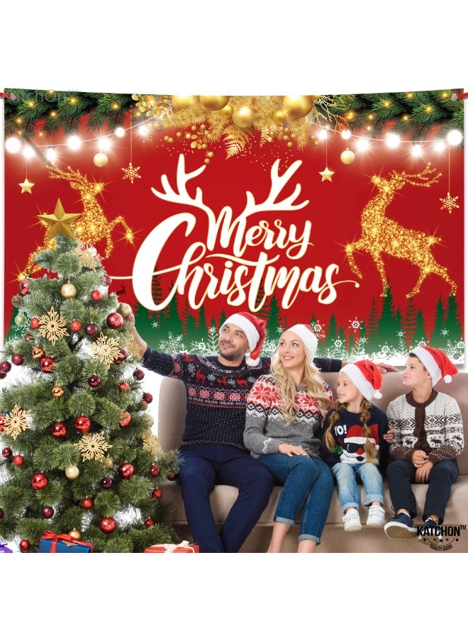 Merry Christmas Banner, Red Merry Christmas Backdrop for Christmas Party Decorations, Merry Christmas Lighted Letters Banner, Christmas Decorations for Kids Party (180 x 110 cm) - Image 4