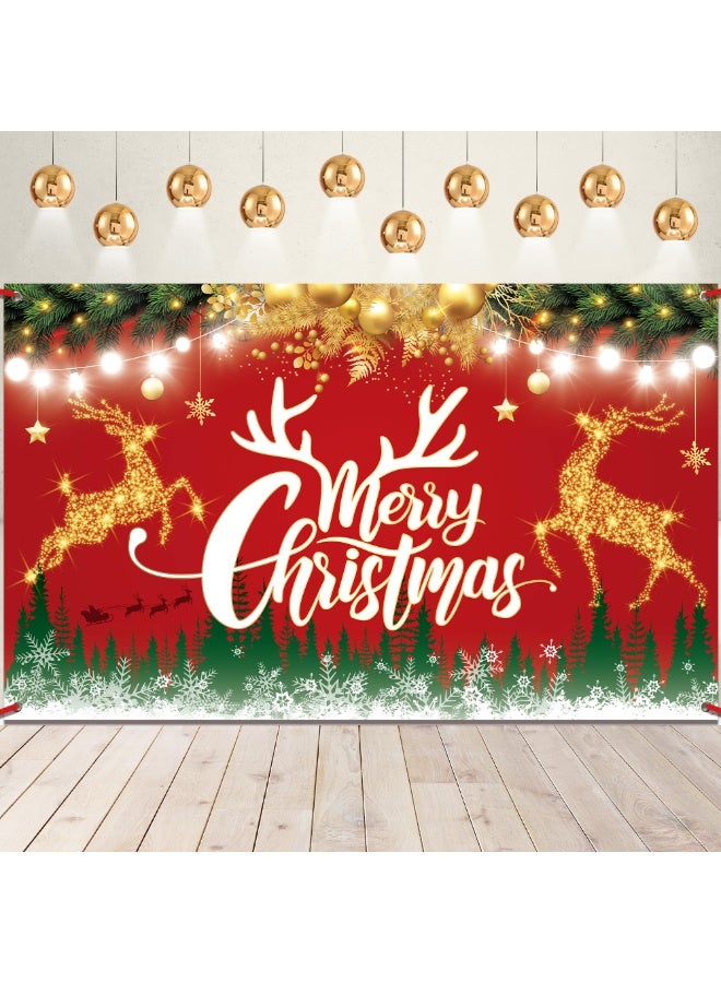 Merry Christmas Banner, Red Merry Christmas Backdrop for Christmas Party Decorations, Merry Christmas Lighted Letters Banner, Christmas Decorations for Kids Party (180 x 110 cm) - Image 1
