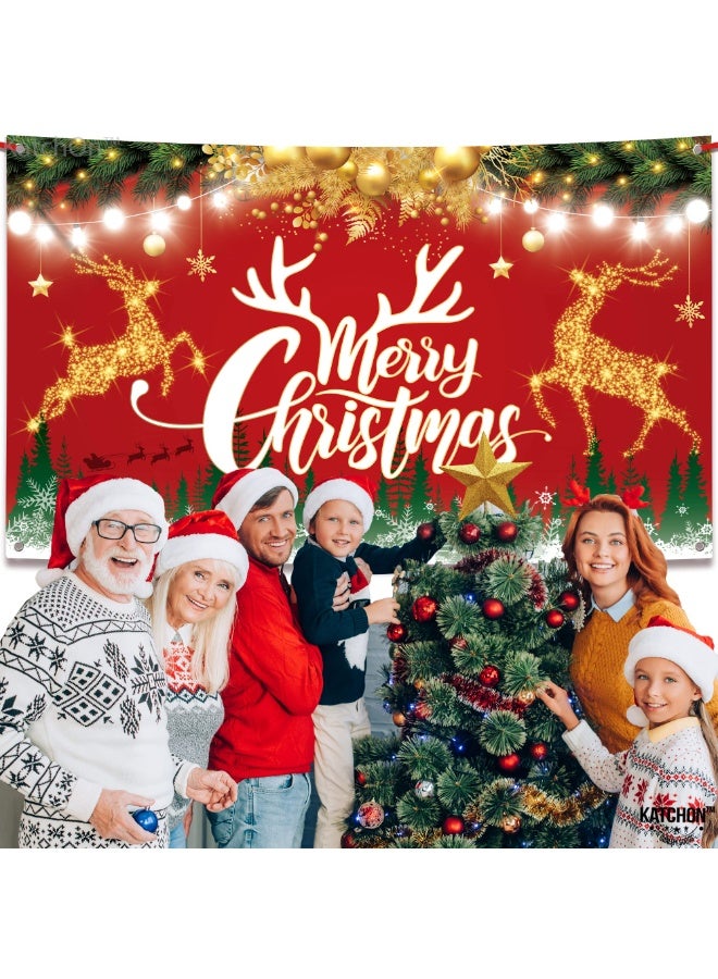 Merry Christmas Banner, Red Merry Christmas Backdrop for Christmas Party Decorations, Merry Christmas Lighted Letters Banner, Christmas Decorations for Kids Party (180 x 110 cm) - Image 5