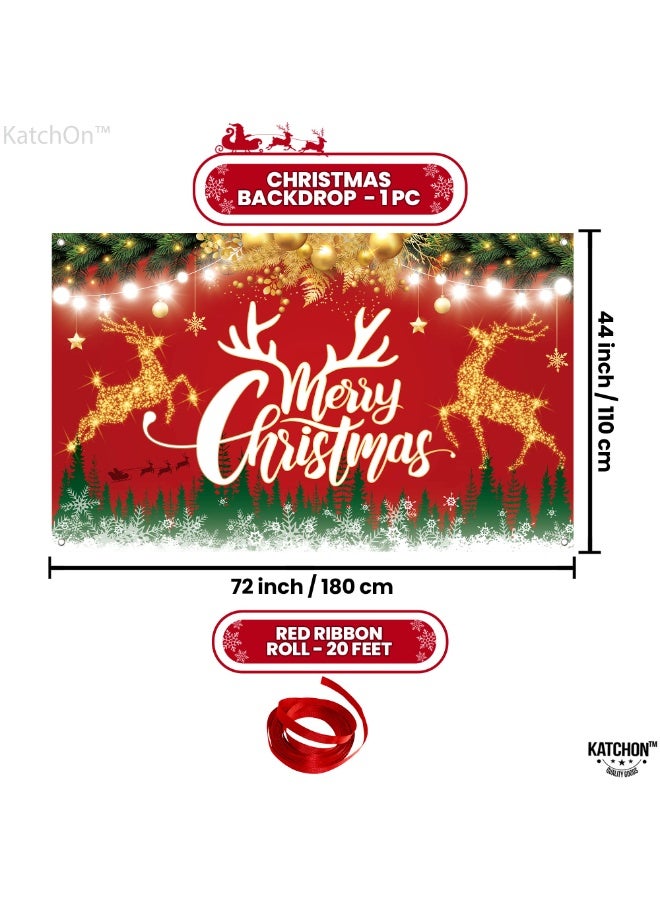 Merry Christmas Banner, Red Merry Christmas Backdrop for Christmas Party Decorations, Merry Christmas Lighted Letters Banner, Christmas Decorations for Kids Party (180 x 110 cm) - Image 2