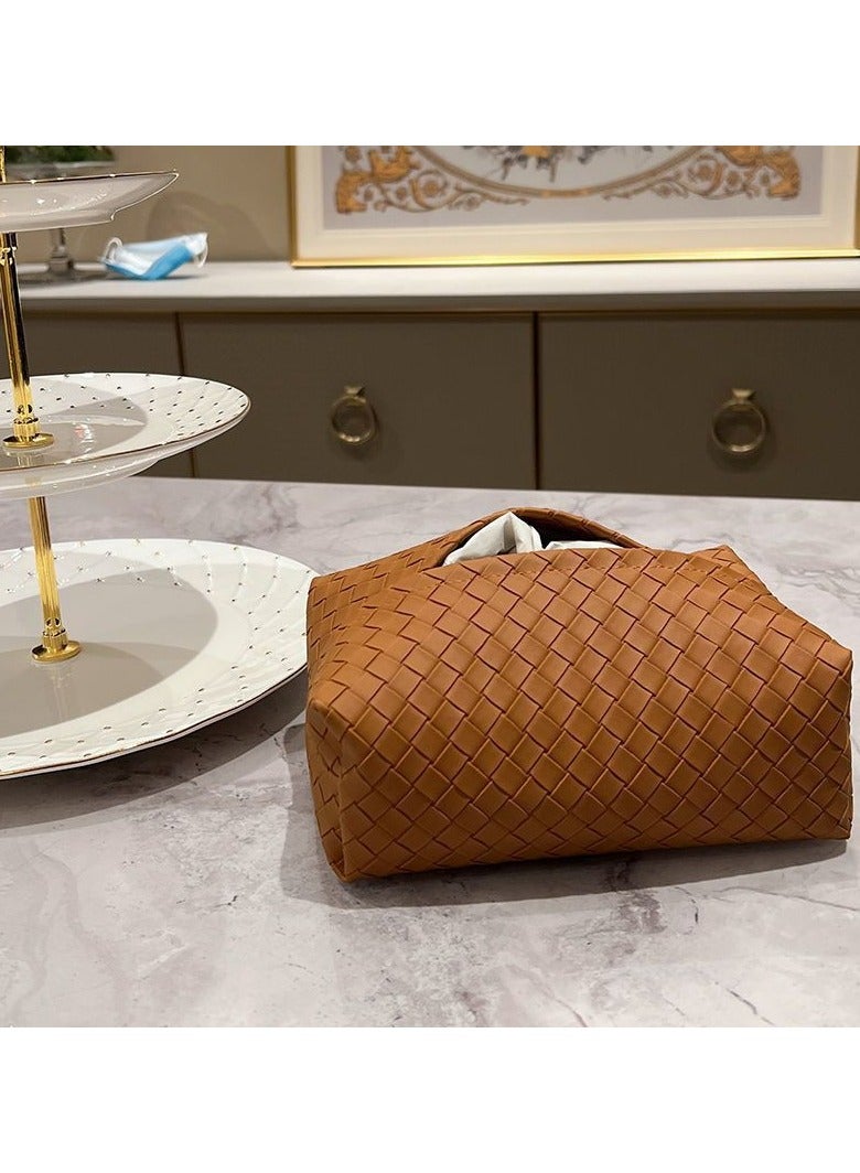 CMGTYYD 2PCS PU Leather Tissue Box Cover for Living Room, Tissue Holder for Bathroom Bedroom Office, Facial Tissue Case for Home (Brown)  - Image 3