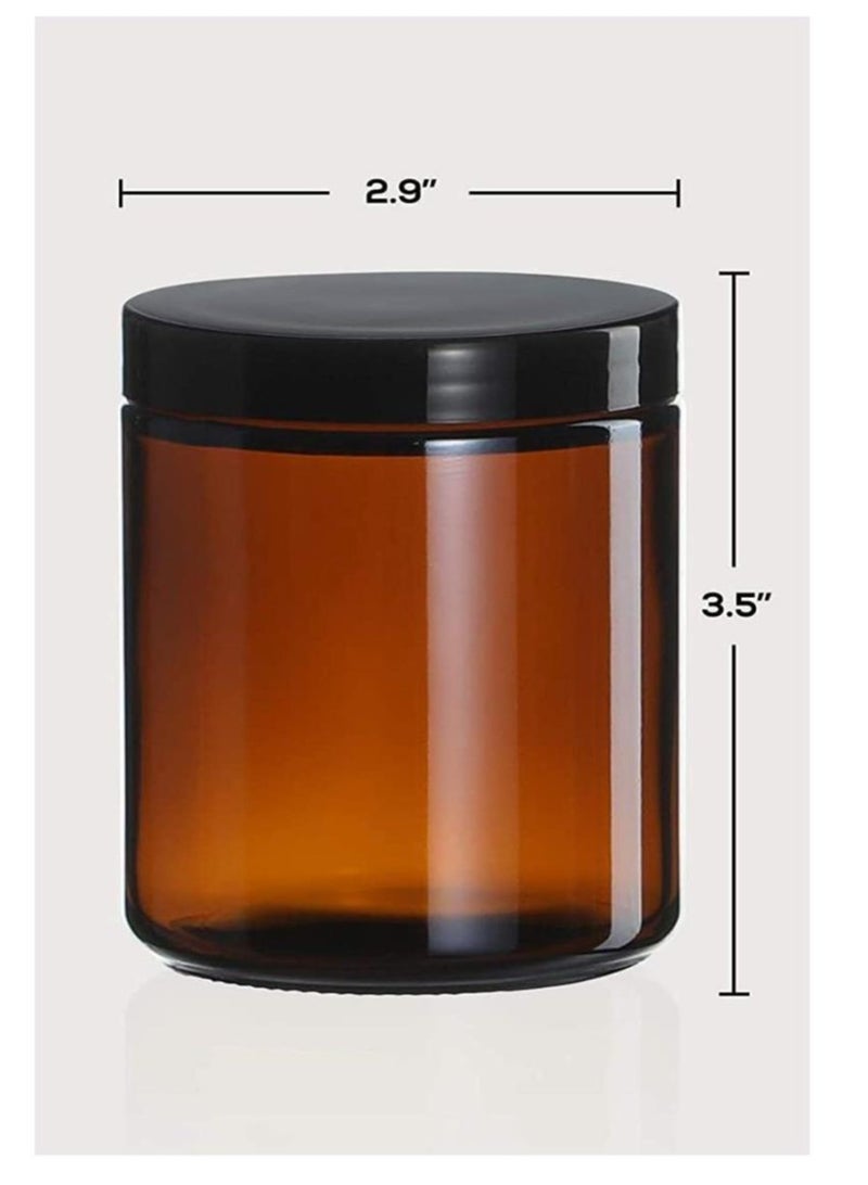 FUFU 6Pack 9oz Brown Round Glass Pot Jars, Empty Jars with Lids, Refillable Cosmetic Containers, Travel Jars for Lotion, Cream,  Cosmeti  - Image 2