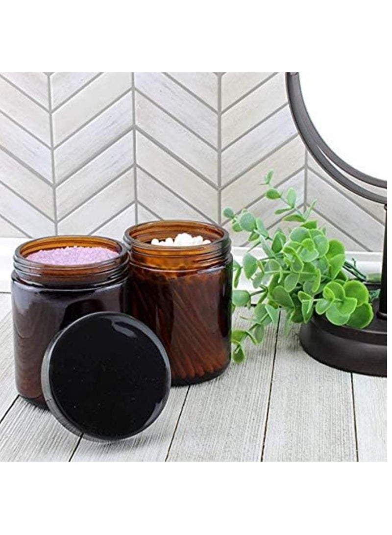 FUFU 6Pack 9oz Brown Round Glass Pot Jars, Empty Jars with Lids, Refillable Cosmetic Containers, Travel Jars for Lotion, Cream,  Cosmeti  - Image 5