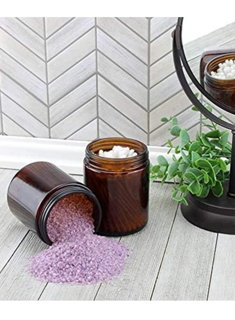 FUFU 6Pack 9oz Brown Round Glass Pot Jars, Empty Jars with Lids, Refillable Cosmetic Containers, Travel Jars for Lotion, Cream,  Cosmeti  - Image 4