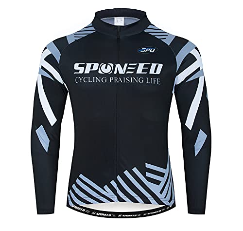 sponeed Men Cycling Pants Padded Stretchy Cycle Shirts Tights Quick Dry Bicycle Long Jakcets Bike Wear US XXL Grey Multi - Image 2