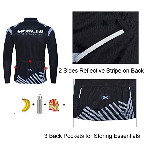 sponeed Men Cycling Pants Padded Stretchy Cycle Shirts Tights Quick Dry Bicycle Long Jakcets Bike Wear US XXL Grey Multi - Image 5