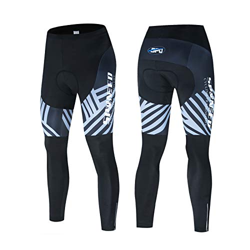 sponeed Men Cycling Pants Padded Stretchy Cycle Shirts Tights Quick Dry Bicycle Long Jakcets Bike Wear US XXL Grey Multi - Image 3
