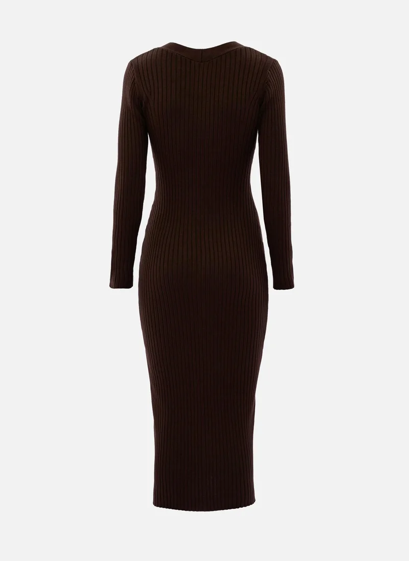 Lichi  Viscose midi dress with golden buttons for Women | Best Price UAE