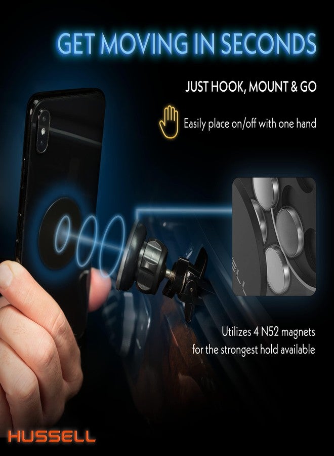 HUSSELL Magnetic Phone Car Mount, Air Vent Phone Mount for Car 360° Adjustable Universal Magnet Phone Holder - Compatible with Any Cell Phone, iPhone Galaxy LG Huawei - Image 2