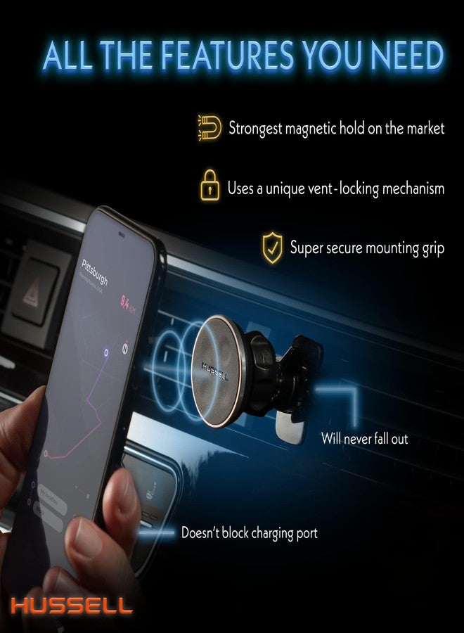 HUSSELL Magnetic Phone Car Mount, Air Vent Phone Mount for Car 360° Adjustable Universal Magnet Phone Holder - Compatible with Any Cell Phone, iPhone Galaxy LG Huawei - Image 5