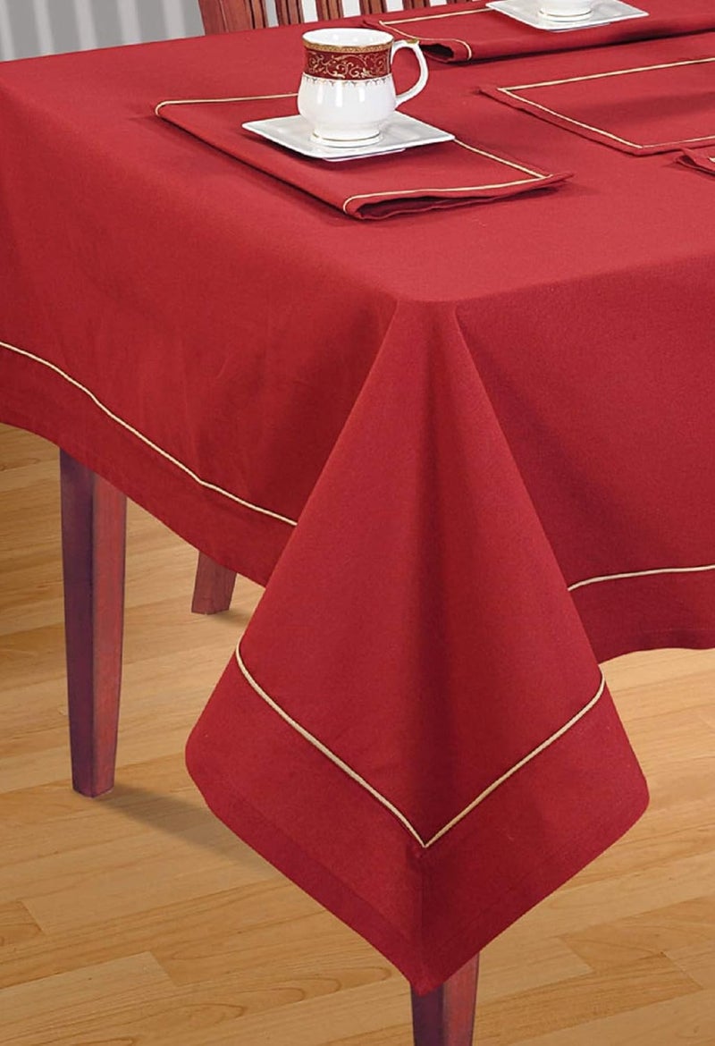 Swayam Swayam Multipurpose Cotton (274 cm x 150 cm) Table Cover/Cloth for 8 Seater Dining Table (Set 1) - 200TC, Color-Fast, Machine Washable, Maroon - Image 2